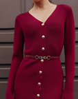 Robe Midi Bordeaux Élégante