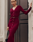 Robe Midi Bordeaux Élégante