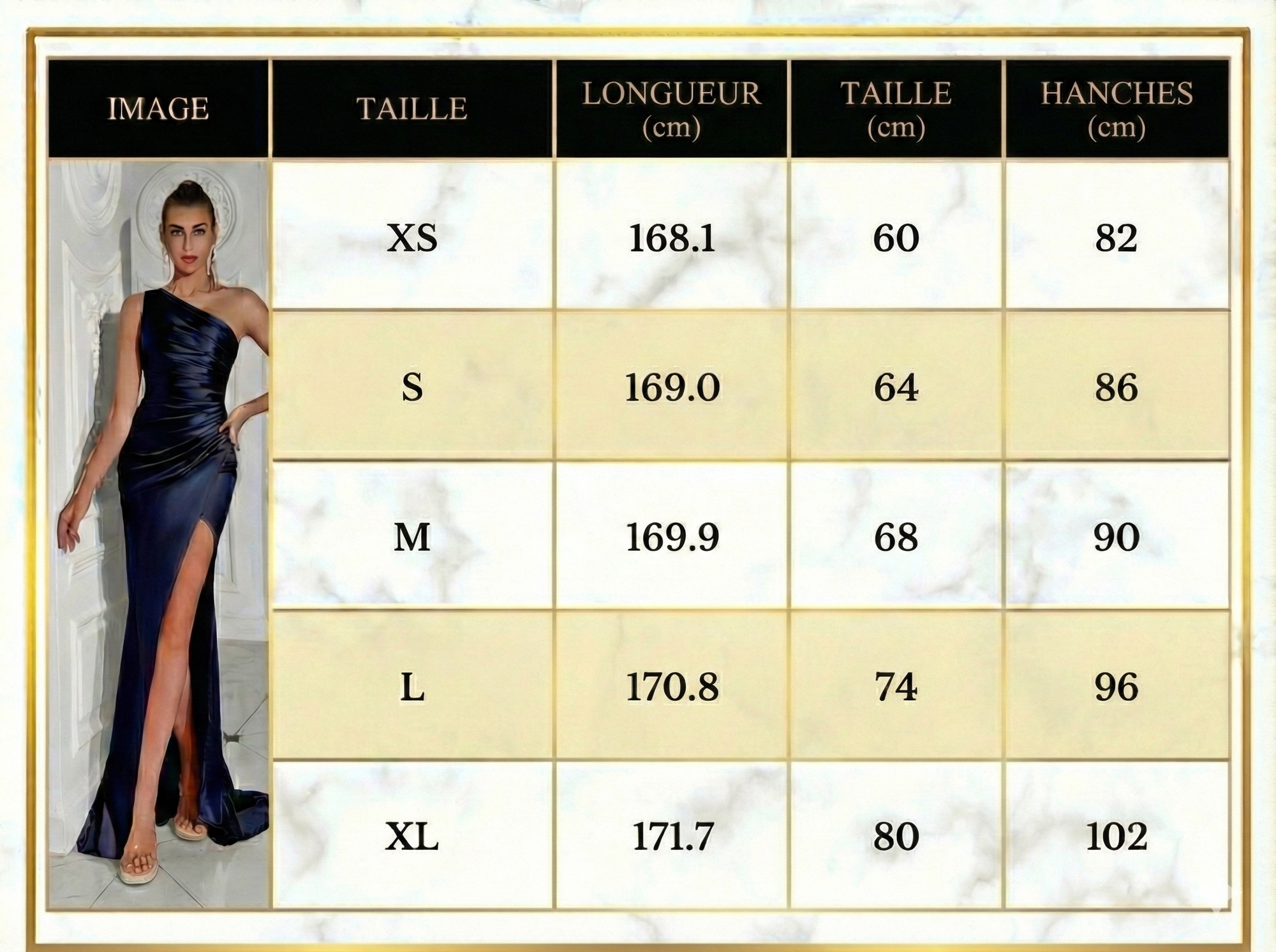 Robe de soirée élégante bleu marine à une épaule